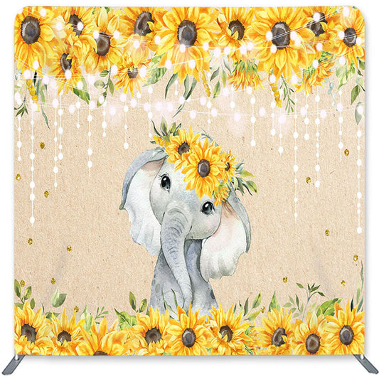 Lofaris Sunflower Elephant Double-Sided Backdrop for Baby Shower
