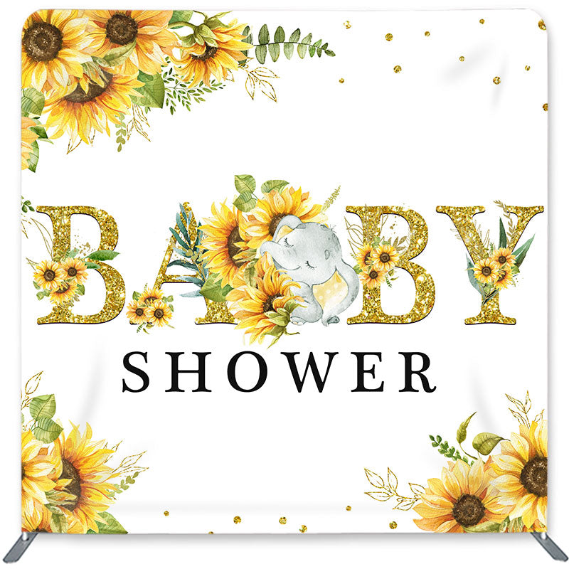 Lofaris Sunflower Elephent Double-Sided Backdrop for Baby Shower