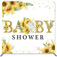 Lofaris Sunflower Elephent Double-Sided Backdrop for Baby Shower
