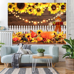 Lofaris Sunflower Harvest of Melons and Fruits Fall Backdrop