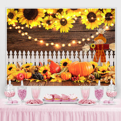 Lofaris Sunflower Harvest of Melons and Fruits Fall Backdrop