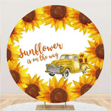 Load image into Gallery viewer, Lofaris Sunflower Is On The Way Round Happy Birthday Backdrop