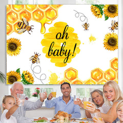 Lofaris Sunflower With Busy Bees Themed Baby Shower Backdrop