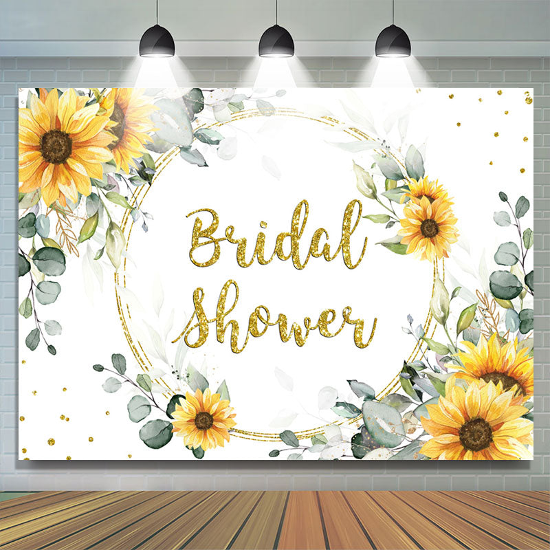 Lofaris Sunflower With Leaves Golden Bridal Shower Backdrop