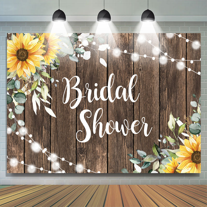 Lofaris Sunflower With Leaves Wooden Bridal Shower Backdrop