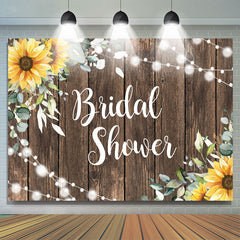 Lofaris Sunflower With Leaves Wooden Bridal Shower Backdrop