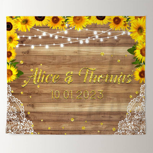 Lofaris Sunflower Wood Betters Togethers Bridal Shower Backdrop