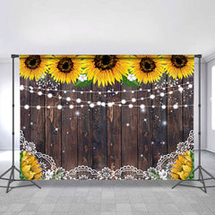 Lofaris Sunflower Wooden Backdrop Baby Shower Bridal