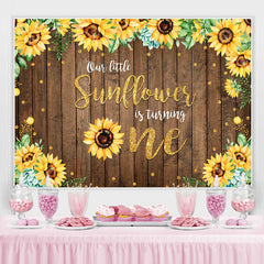 Lofaris Sunflower Wooden Golden Dots 1St Birthday Backdrop
