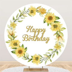 Lofaris Sunflower Wreath Birthday Round Backdrop For Party