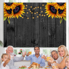 Lofaris Sunflowers And Black Wooden Birthday Party Backdrop