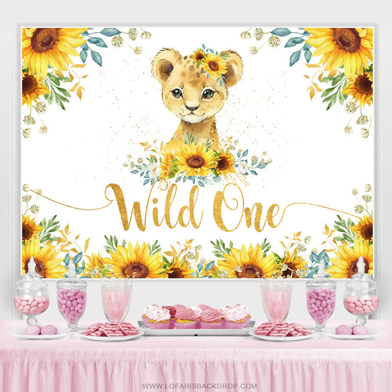 Lofaris Sunflowers And Leopard Glitter Wild 1st Birthday Backdrop