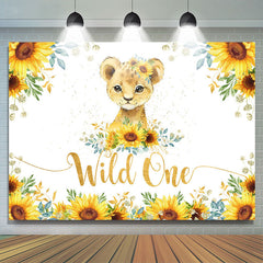 Lofaris Sunflowers And Leopard Glitter Wild 1st Birthday Backdrop