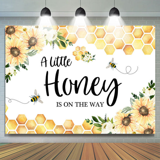 Lofaris Sunflowers Little Honey Bee On The Way Baby Shower Backdrop