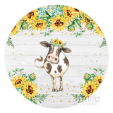 Load image into Gallery viewer, Lofaris Sunflowers With Lovely Cow Round Birthday Backdrop