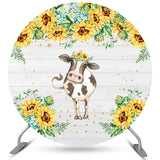 Load image into Gallery viewer, Lofaris Sunflowers With Lovely Cow Round Birthday Backdrop