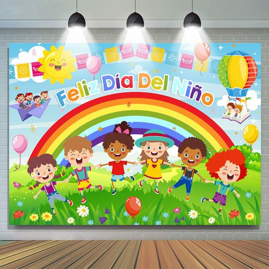 Lofaris Sunny Rainbow Outdoor Happy Children Day Backdrop