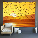 Load image into Gallery viewer, Lofaris Sunset And Geese Fairytale Mountain Lake Wall Tapestry