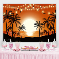 Lofaris Sunset Glow Seaside Palm Tree Tropical Summer Backdrop for Birthday