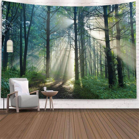 Lofaris Sunshine Forest 3D Printed Landscape Wall Tapestry