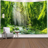 Load image into Gallery viewer, Lofaris Sunshine Green Forest Art Decor Family Wall Tapestry