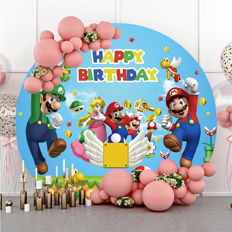 Lofaris Super Cartoon Games Character Round Birthday Backdrop