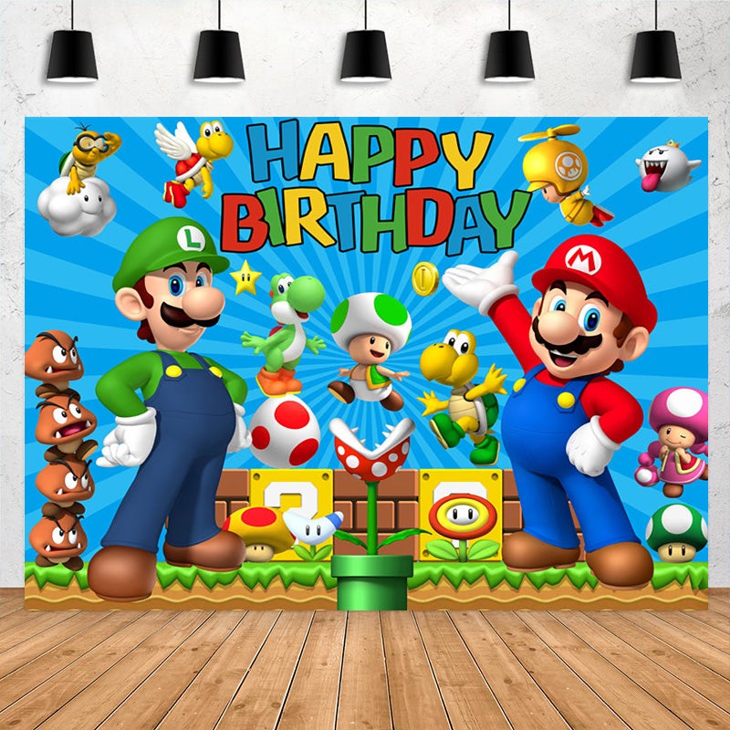 Lofaris Super Character Video Game Happy Birthday Backdrop