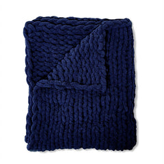 Lofaris Super Soft Dark Blue Handmade Throw Chunky Knit Blanket For Bedroom