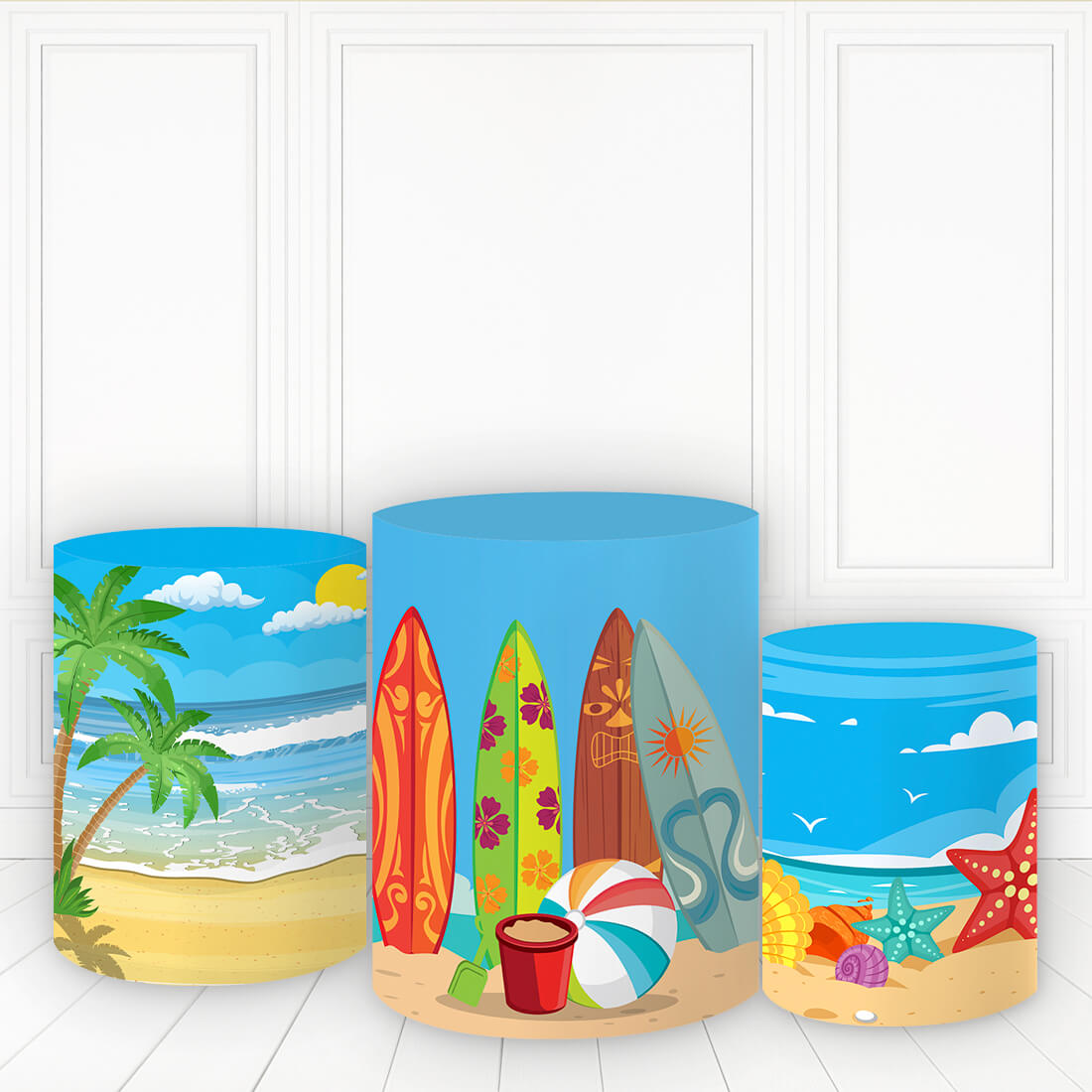 Lofaris Surfboard Coconut Pillar Cover On The Beach Cylinder Wrap