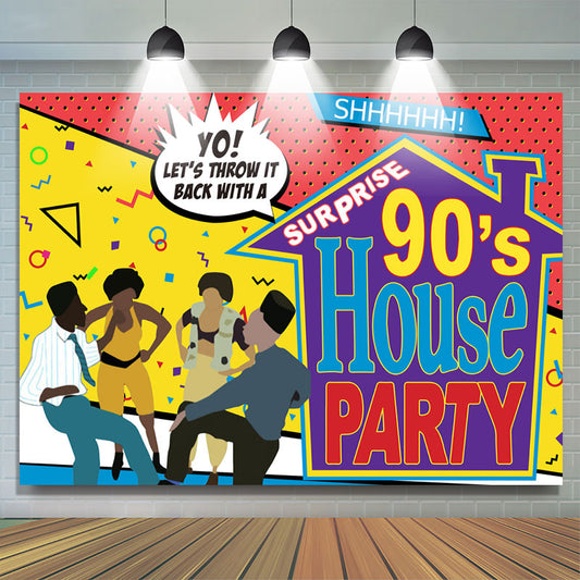 Lofaris Surprise 90’S House Party With Abstract Lines Backdrop