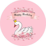 Load image into Gallery viewer, Lofaris Swan And Floral Pink Round Happy Birthday Day Backdrop