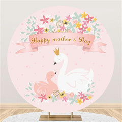 Lofaris Swan And Floral Pink Round Happy Mothers Day Backdrop