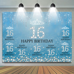 Lofaris Sweet 16 Diamond Glitter Blue Birthday Backdrop