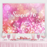 Load image into Gallery viewer, Lofaris Sweet 16 Pink Gokeh Golden Bokeh 16Th Birthday Backdrop