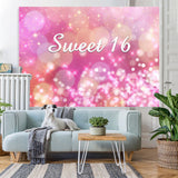 Load image into Gallery viewer, Lofaris Sweet 16 Pink Gokeh Golden Bokeh 16Th Birthday Backdrop