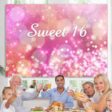 Load image into Gallery viewer, Lofaris Sweet 16 Pink Gokeh Golden Bokeh 16Th Birthday Backdrop