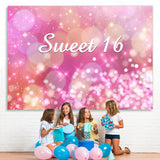 Load image into Gallery viewer, Lofaris Sweet 16 Pink Gokeh Golden Bokeh 16Th Birthday Backdrop
