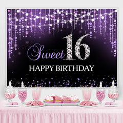 Lofaris Sweet 16 Purple Bokeh Diamond Glitter Birthday Backdrop