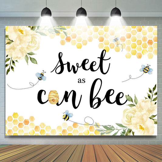 Lofaris Sweet As Can Bee Floral Themed Happy Birthday Backdrop