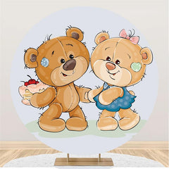 Lofaris Sweet Boy And Girl Bear Round Baby Shower Backdrop