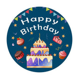 Load image into Gallery viewer, Lofaris Sweet Cakes Blue Round Happy Birthday Party Backdrop
