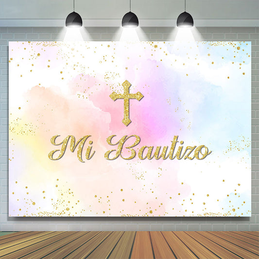 Lofaris Sweet Color Cross Mi Bautizo Backdrop For Baby