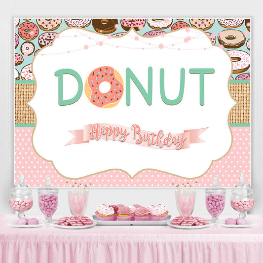 Lofaris Sweet Donut Happy Birthday Party Backdrop For Girl