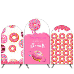 Lofaris Sweet Donuts Theme Pink Birthday Arch Backdrop Kit