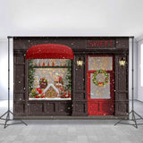 Load image into Gallery viewer, Lofaris Sweet Gingerbread Snowy Wreath Christmas Backdrops