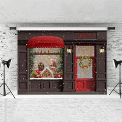 Lofaris Sweet Gingerbread Snowy Wreath Christmas Backdrops