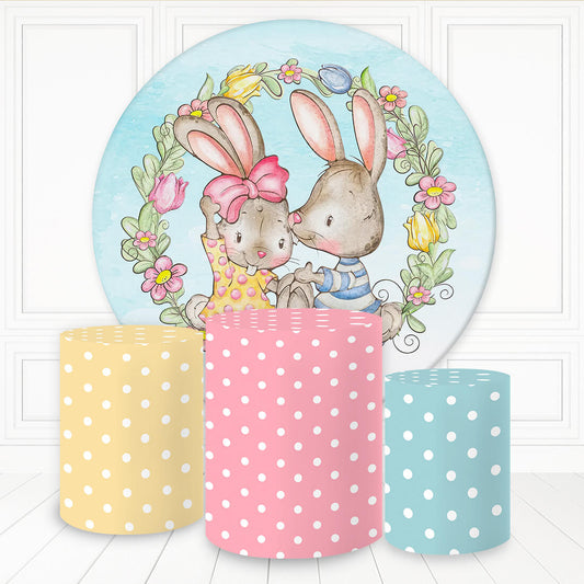 Lofaris Sweet Peter Rabit Floral Wedding Round Backdrop Kit