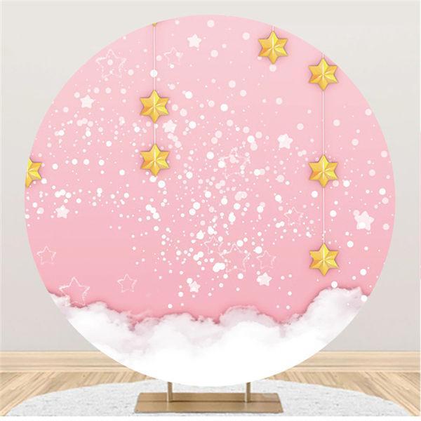 Lofaris Sweet Pink And White With Star Circle Backdrop For Girl