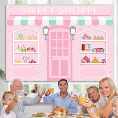 Lofaris Sweet Shoppe Baby Pink Candyland Happy Birthday Backdrop