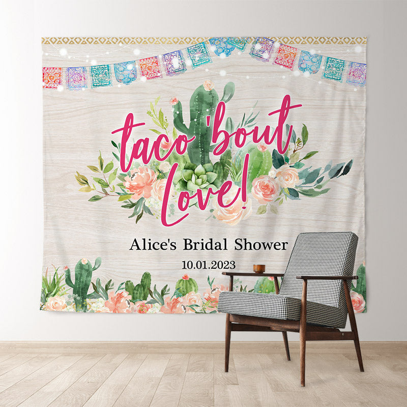 Lofaris Taco Bout Love Wooden Floral Bridal Shower Backdrop